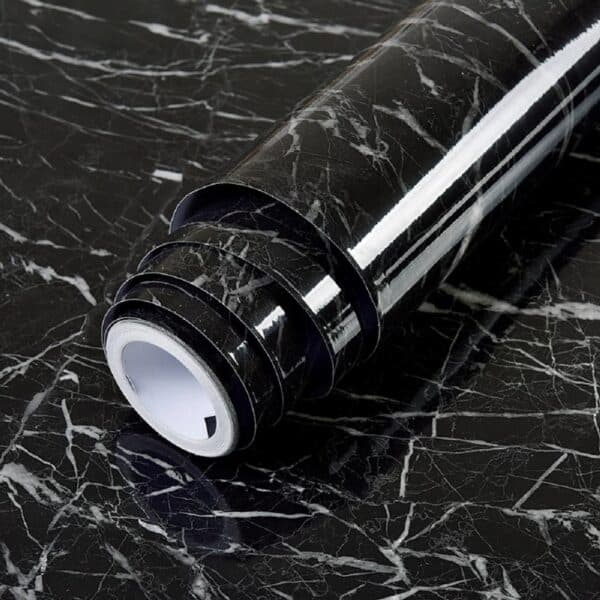 Black Marble Self-Adhesive Sheet – Waterproof & Heat Resistant (2m)