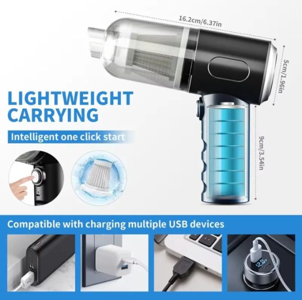 3-in-1 Wireless Vacuum Cleaner | Powerful Suction, Air Duster & Blower for Home, Car & Electronics