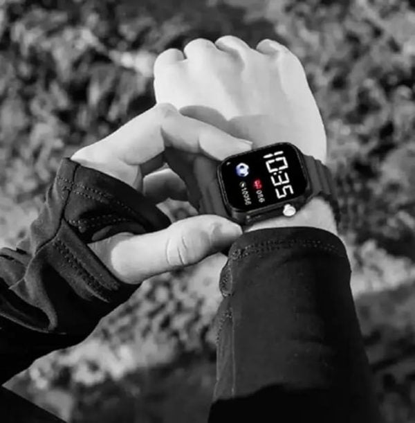 Salicon Digital Display Strap Watch – Available In Orange & Gray Stylish Casual Watch With Box