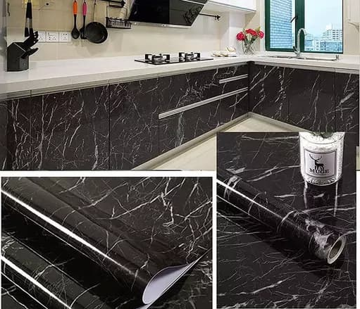 Black Marble Self-Adhesive Sheet – Waterproof & Heat Resistant (2m)